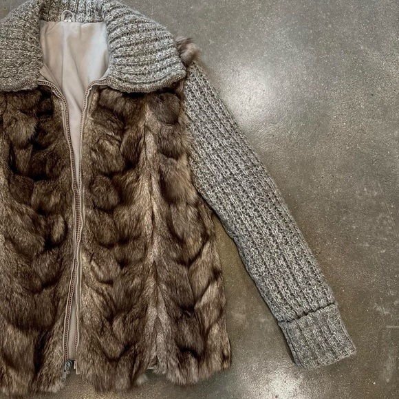 Vintage 70’s Wool Knit Rabbit Fur Jacket - Picture 3 of 5